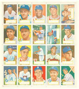 1952 Topps Baseball Cards Yellow/Red/Blue Proof Set
